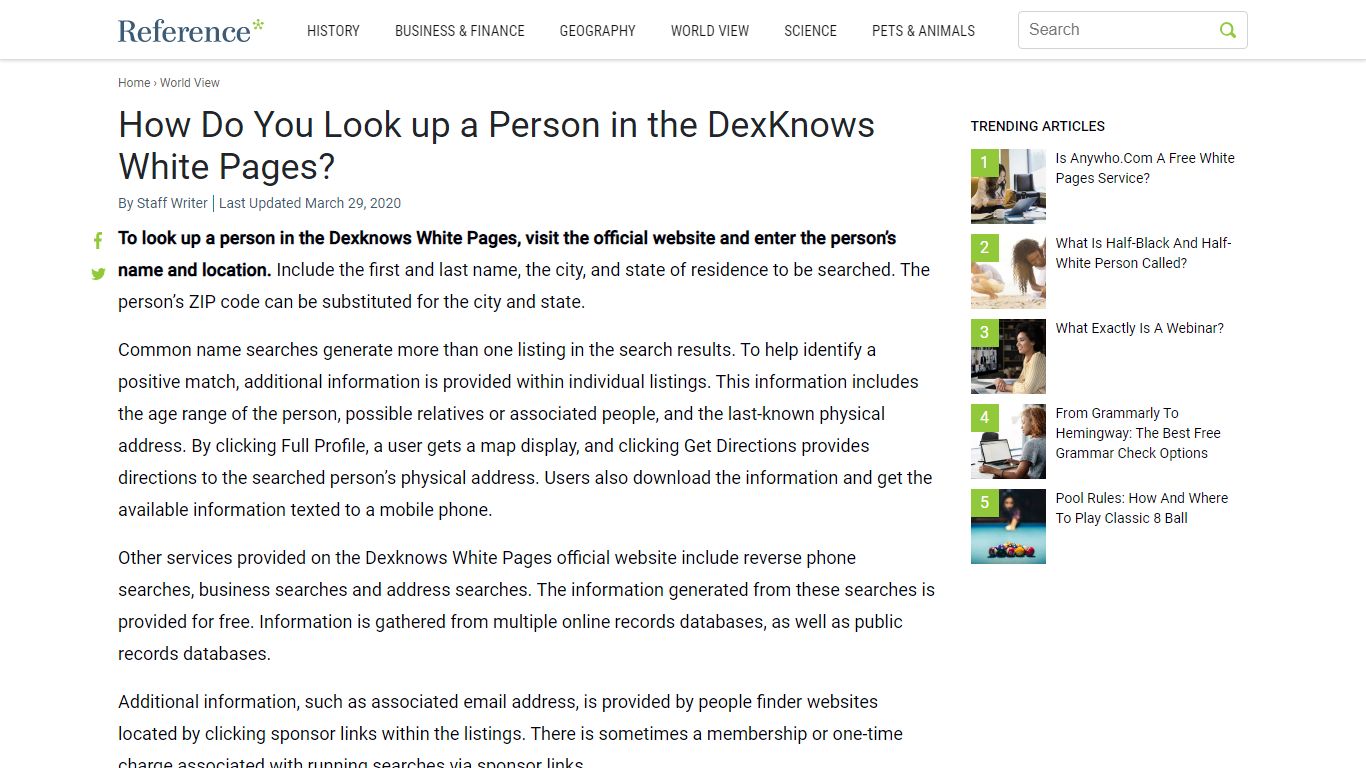 How Do You Look up a Person in the DexKnows White Pages? - Reference.com